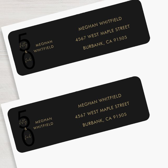 Gold Black Fifty and Fabulous Script 50th Birthday (Creator Uploaded)
