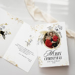 Gold & Black Floral Boho Arch Photo Christmas Card<br><div class="desc">A Black and Gold Magic Forest Custom Photo Christmas Holiday Card is a festive and enchanting way to extend warm wishes to your friends and family during the holiday season. The card features a stunning combination of black and gold, creating an elegant and magical atmosphere reminiscent of a winter wonderland....</div>