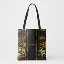 Gold & Black Floral Damask Design
