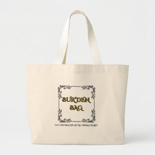 GOLD BLACK FLORAL JUMBO NATURAL COTTON BUR'DEN LARGE TOTE BAG