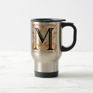 Gold & Black Floral 'M' - Mug