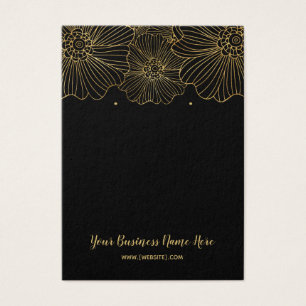 Gold Black Flowers Earring Display Cards