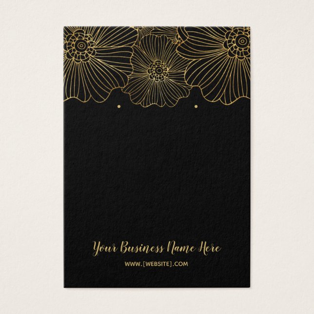 Gold Black Flowers Earring Display Cards (Front)