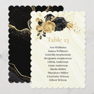 gold & black flowers seating chart table number