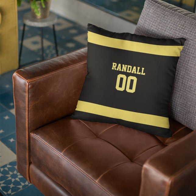 Gold & Black Football Team Personalised Cushion (Creator Uploaded)