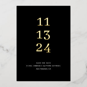 Gold black formal minimalist wedding Save the Date