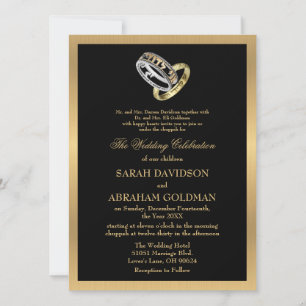 Gold Black Formal Traditional Jewish Wedding Invit Invitation