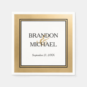 Gold Black Formal Wedding Paper Napkin