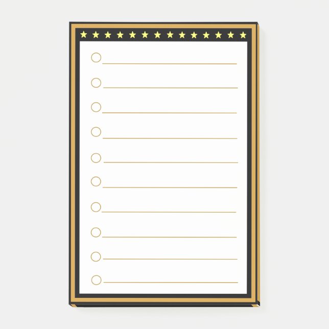 Gold Black Frame Lined Post-it Notes (Front)