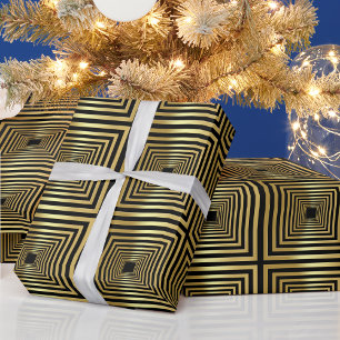 Gold black geometric luxurious Wrapping Paper