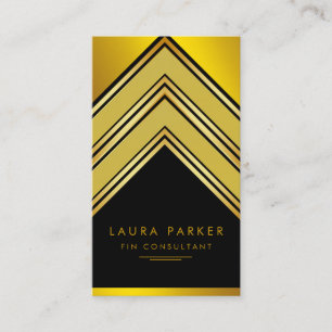Gold Black Geometric Retro Professional Elegant Business Card