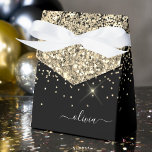 Gold Black Girly Glitter Sparkle Monogram Name Favour Box<br><div class="desc">Gold and Black Sparkle Glitter Monogram Name and Initial Paper Party Gift Boxes This makes the perfect sweet 16 birthday,  wedding,  bridal shower,  anniversary,  baby shower or bachelorette party gift for someone that loves glam luxury and chic styles.</div>