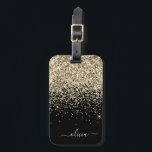Gold Black Girly Glitter Sparkle Monogram Name Luggage Tag<br><div class="desc">Gold and Black Sparkle Glitter Monogram Name and Initial Pillow. The luggage bag tag makes the perfect sweet 16 birthday,  wedding,  bridal shower,  baby shower or bachelorette party gift for someone decorating her room in style.</div>