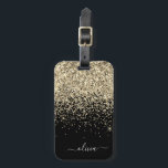 Gold Black Girly Glitter Sparkle Monogram Name Luggage Tag<br><div class="desc">Gold and Black Sparkle Glitter Monogram Name and Initial Pillow. The luggage bag tag makes the perfect sweet 16 birthday,  wedding,  bridal shower,  baby shower or bachelorette party gift for someone decorating her room in style.</div>