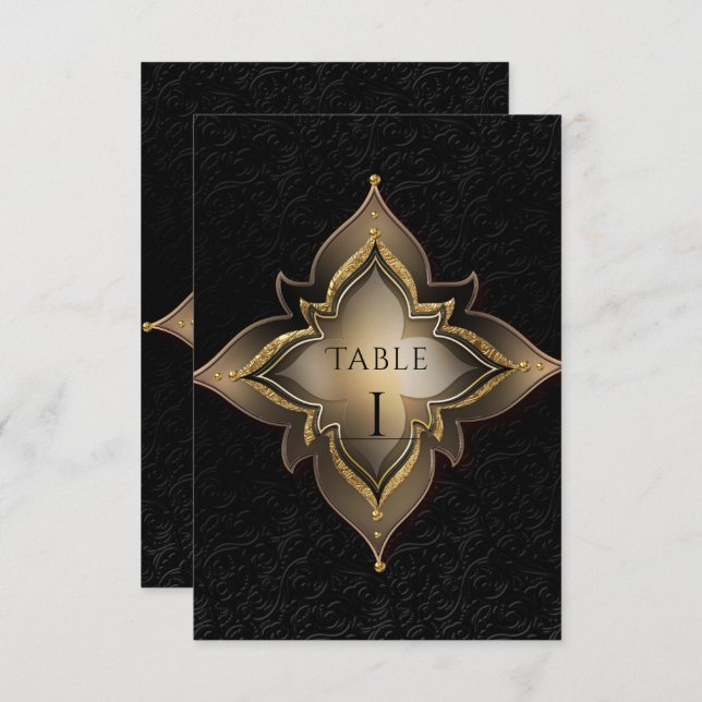 Gold Black Glam Exotic Chic Party Table Number (Front/Back)