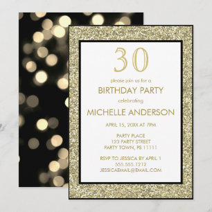 Gold Black Glamour Birthday Party Invitation