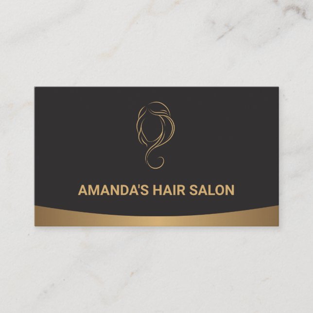 Gold Black Glamour Stylist | Hair and Beauty Business Card (Front)