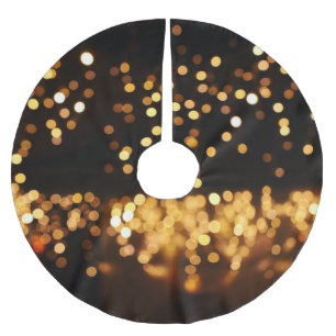 Gold Black Glitter: Abstract De-focused Background Brushed Polyester Tree Skirt