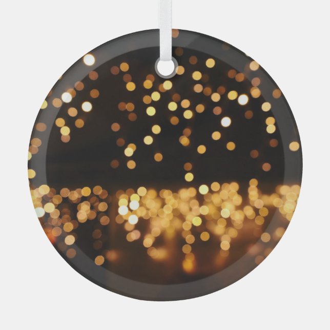 Gold Black Glitter: Abstract De-focused Background Glass Tree Decoration (Front)