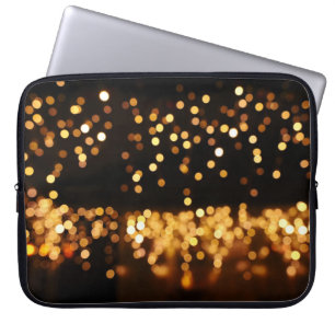 Gold Black Glitter: Abstract De-focused Background Laptop Sleeve