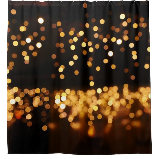 Gold Black Glitter: Abstract De-focused Background Shower Curtain (Front)