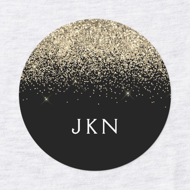 Gold Black Glitter Girly Monogram Initials (Design 1)