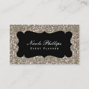 Gold & Black Glitter Glam Chic Style Business Card