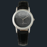 Gold Black Glitter Script Monogram Girly Name<br><div class="desc">Black and Silver Sparkle Glitter Script Monogram Name Watch. This makes the perfect graduation,  birthday,  wedding,  bridal shower,  anniversary,  baby shower or bachelorette party gift for someone that loves glam luxury and chic styles.</div>