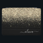 Gold Black Glitter Script Monogram Girly Name iPad Pro Cover<br><div class="desc">Gold and Black Faux Foil Metallic Sparkle Glitter Script Monogram Name Laptop Case. This makes the perfect sweet 16 birthday,  wedding,  bridal shower,  anniversary,  baby shower or bachelorette party gift for someone that loves glam luxury and chic styles.</div>