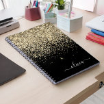 Gold Black Glitter Script Monogram Girly Name Notebook<br><div class="desc">Black and Gold Sparkle Glitter Script Monogram Name Spiral Notebook Planner. This makes the perfect sweet 16 birthday,  wedding,  bridal shower,  anniversary,  baby shower or bachelorette party gift for someone that loves glam luxury and chic styles.</div>