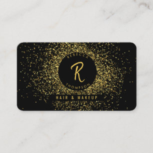 Gold & Black Glitter Social Media Business Card