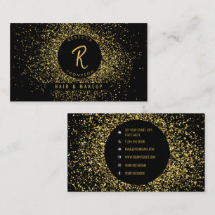 Gold & Black Glitter Social Media Business Card