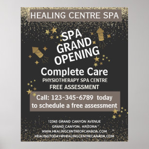 Gold Black Glittery Physio Centre Grand Opening Poster