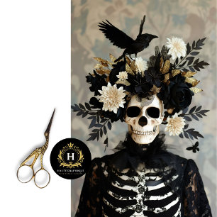 Gold Black Gothic Skeleton Skull Decoupage Tissue Paper