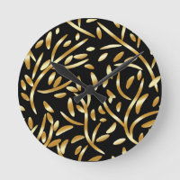 Gold Black Gradient Leaves Botanical Floral Patter