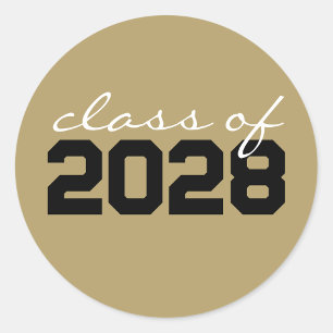 Gold & Black Graduation Classic Round Stickers