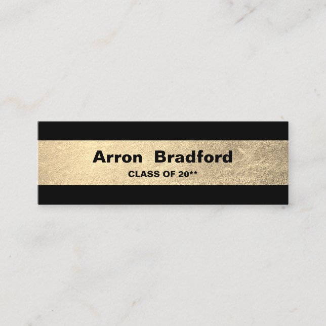 Gold Black Graduation Name Card Enclosure (Front)
