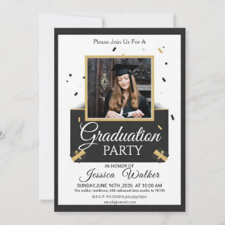 Gold Black Graduation Party Invitation