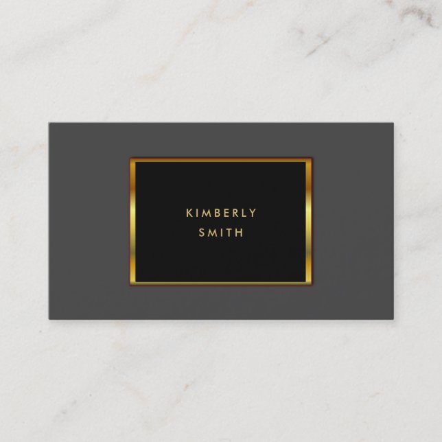 Gold black grey pattern business cards (Front)