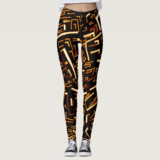 Gold Black Groovy Leggings (Front)