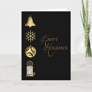 Gold Black Happy Holidays Greeting Card