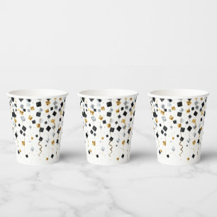 Gold Black Happy New Year Paper Cups