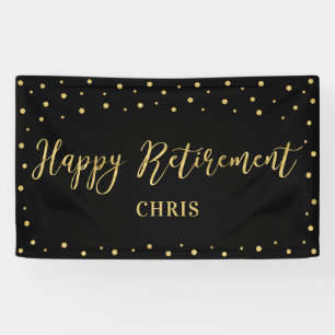 Gold & Black Happy Retirement Party Banner