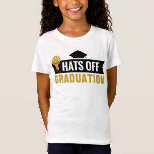 Gold Black Hats Off Graduation Ribbon Girls' T-Shirt