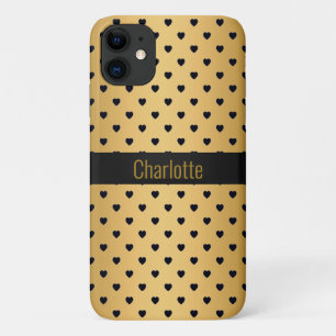 GOLD BLACK HEART PATTERN IPHONE customisable Case-Mate iPhone Case