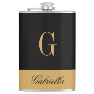Gold Black Hip Flask