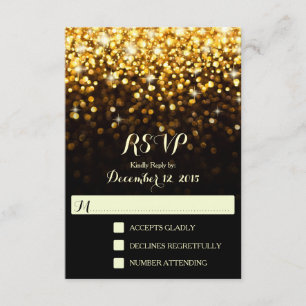 Gold Black Hollywood Glitz Glam Wedding RSVP