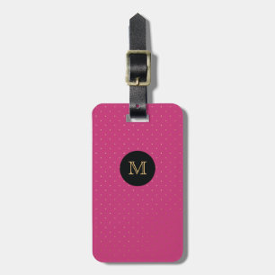 Gold, Black & hot pink Tiny Polka Dot Luggage Tag