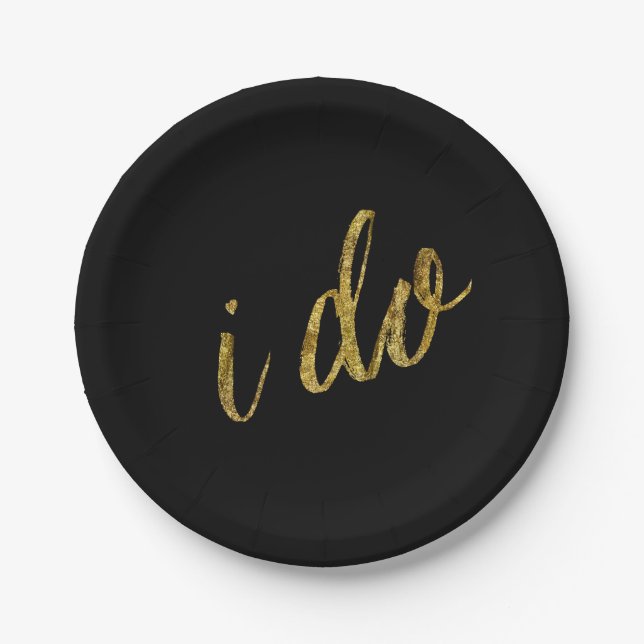 Gold Black I Do Paper Plate (Front)