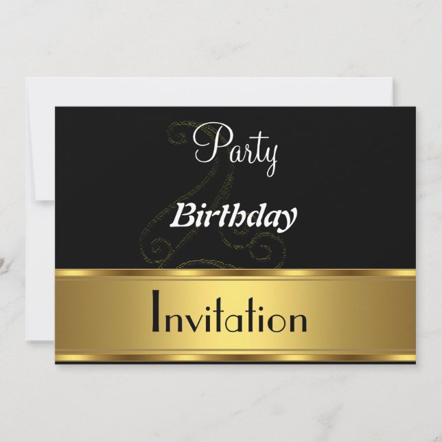Gold Black Invitation Birthday Party (Front)
